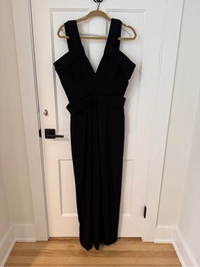 Brandon Maxwell Black V-Neck Sleeveless Evening Jumpsuit